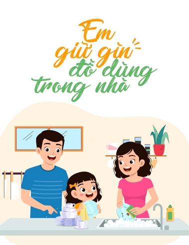 Em giữ gìn đồ dùng trong nhà